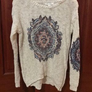 Girls large Cream colored Sweater with sequence